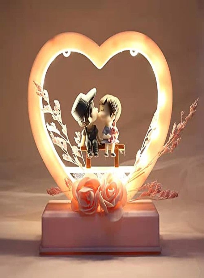 Chocozone Cachet India Musical Couple Showpiece with Lights Valentine Gift for Girlfriend Wife Birthday Gifts for Girls Romantic Couple Gifts (Pink), 15 Centimeters, 145 Millimeters - Image 1